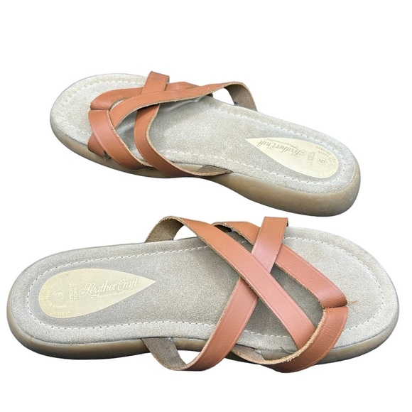 Leather Craft Women’s Toni Slides Brown Size 9 - Picture 12 of 14